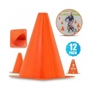 12-Piece: Plastic Cone 7" Orange Colored for Driving Practice,Training, Parties