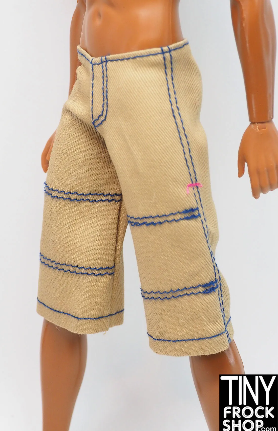 12" Fashion Male Doll Khaki Long Shorts with Contrast Stitching