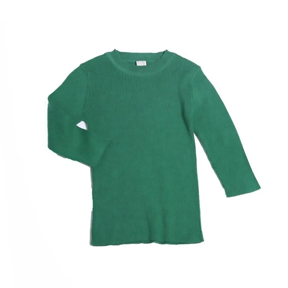 3/4 SLEEVE RIBBED CREW NECK