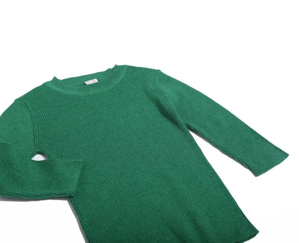 3/4 SLEEVE RIBBED CREW NECK