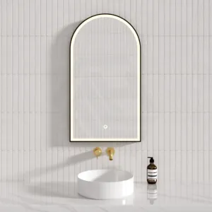 500x900mm BIANCO LED Mirror Matt Black Framed Touch Sensor Front Light for Bathroom