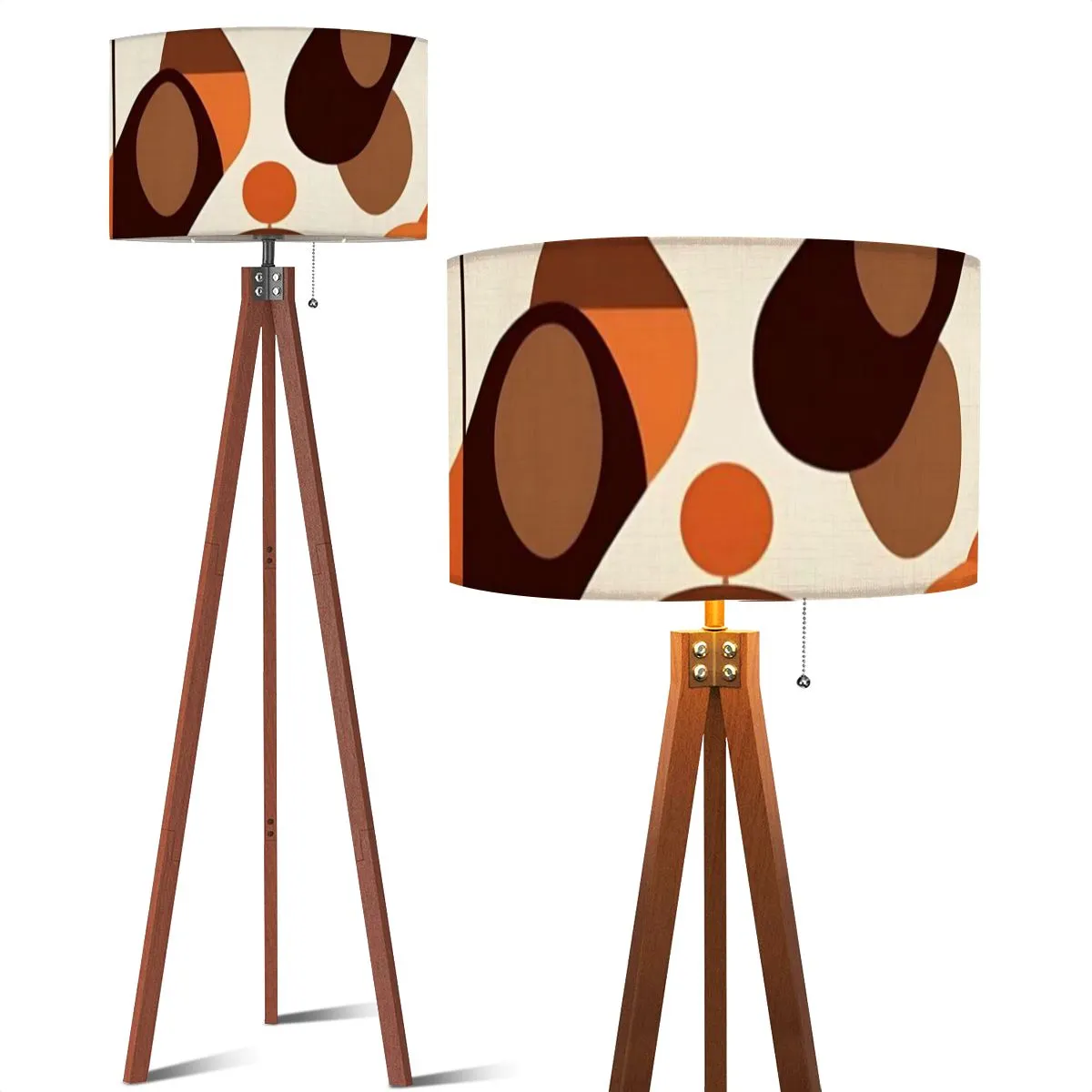 60s Mod Brown Orange Retro Mid Century Modern Tripod Floor Lamp