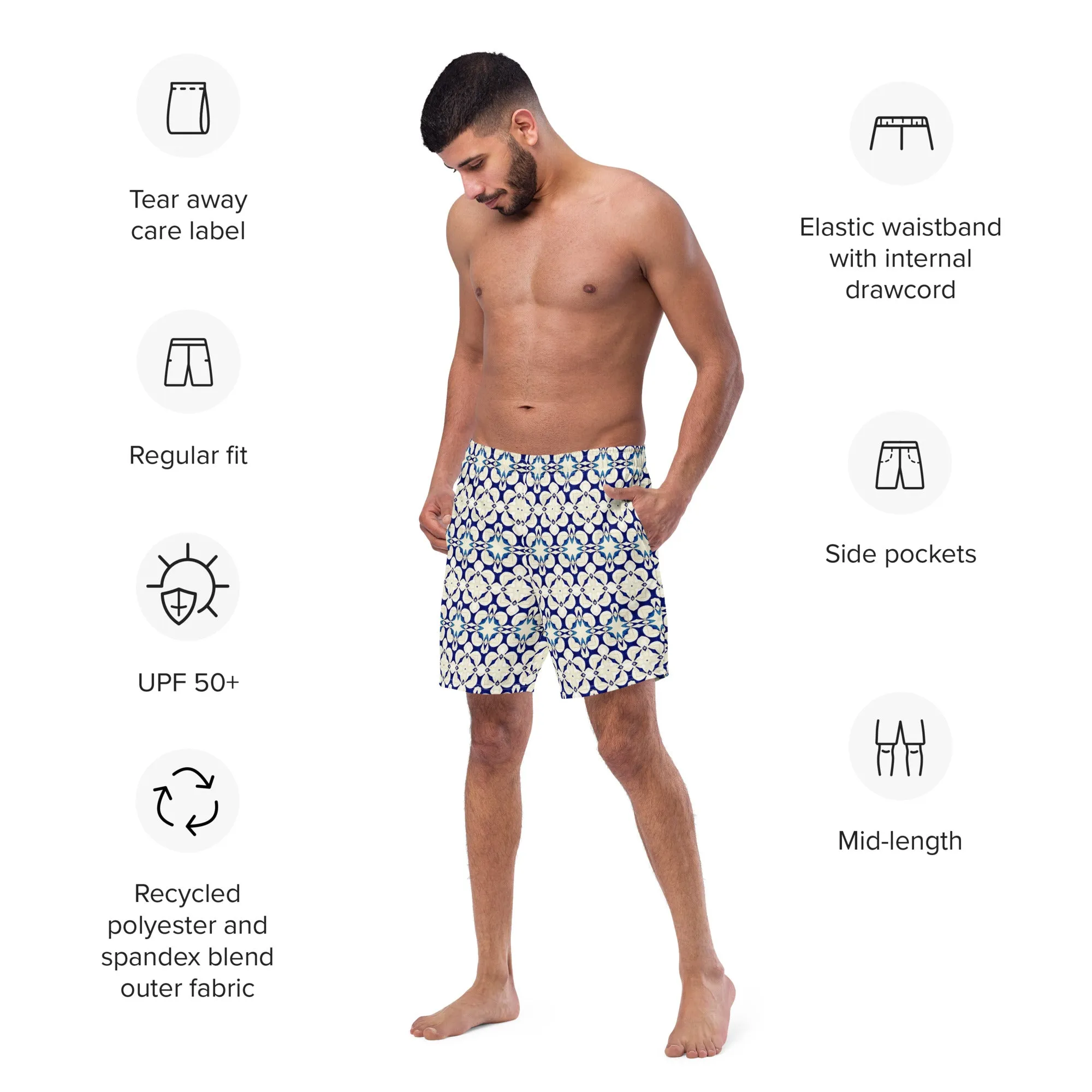 Abstract art patterns swim trunks for men, lioness-love