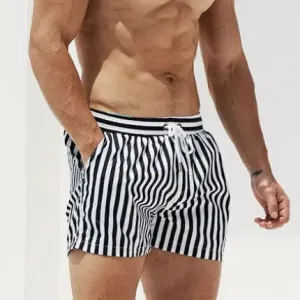 B&W Stripes Swim Shorts