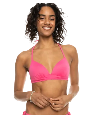 Beach Classics Moulded Triangle Bikini Top in Shocking Pink