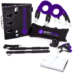 BodyBoss Home Gym 2.0 By 6Ave- Full Portable Gym Home Workout Bundle - PKG4-Purple