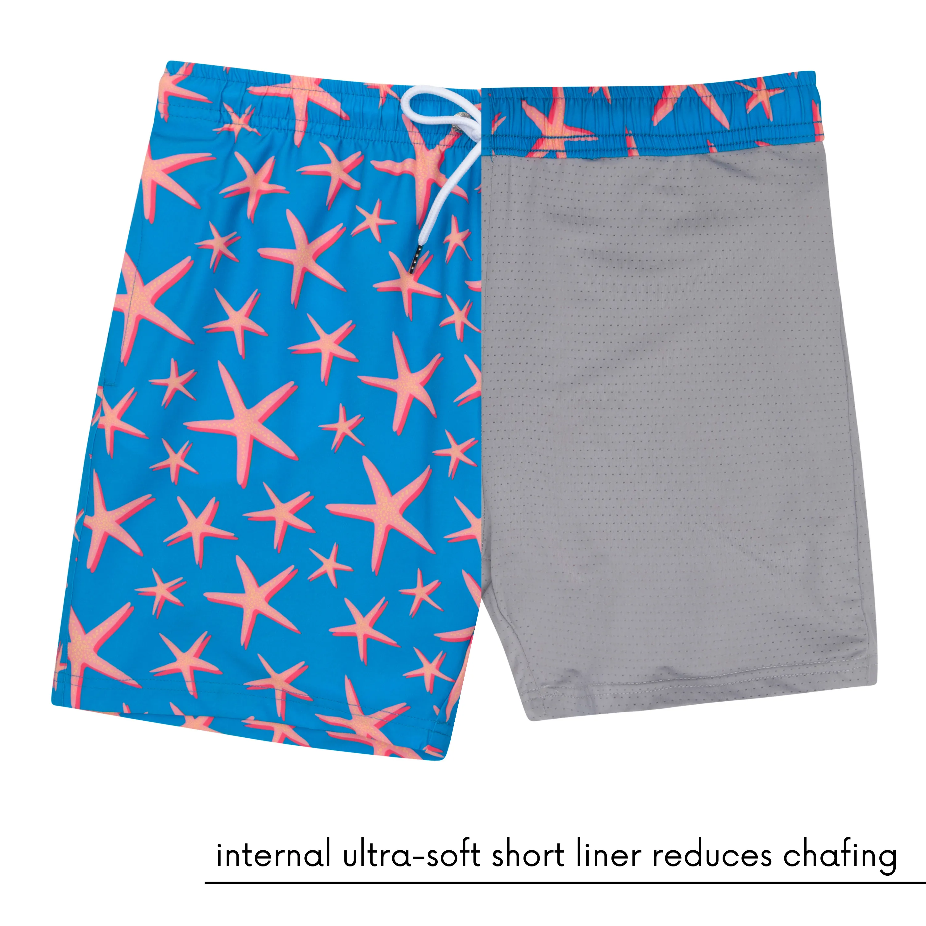 Boys Swim Trunks Boxer Brief Liner (sizes 6-14) | “Starfish"