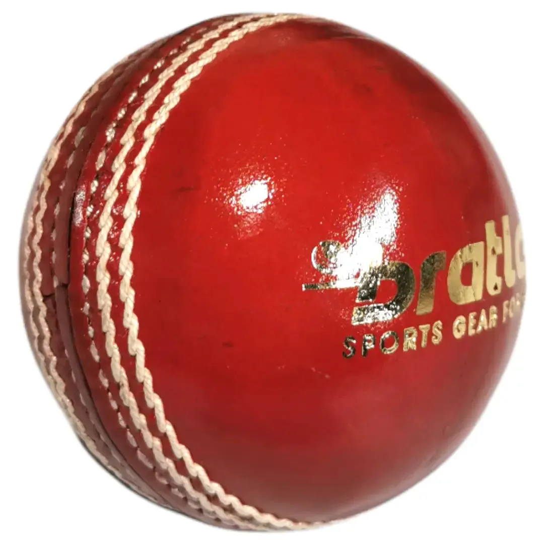 Bratla League Cricket Ball Red Leather Hard Ball Hand Stitched Pack of 6 Senior