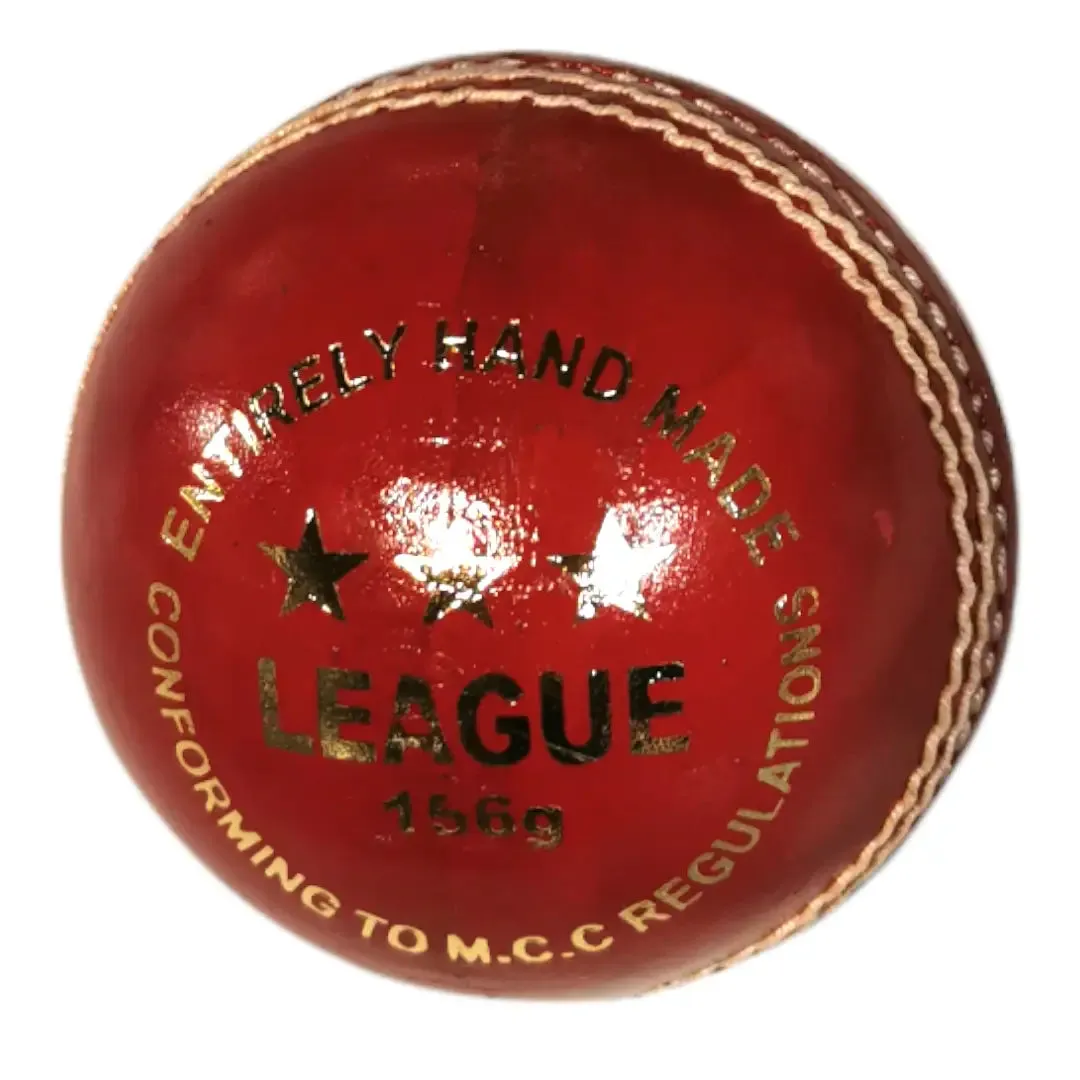 Bratla League Cricket Ball Red Leather Hard Ball Hand Stitched Pack of 6 Senior