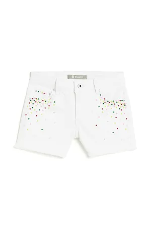 Brittany - Colorful Confetti Studded Fray Hem Short