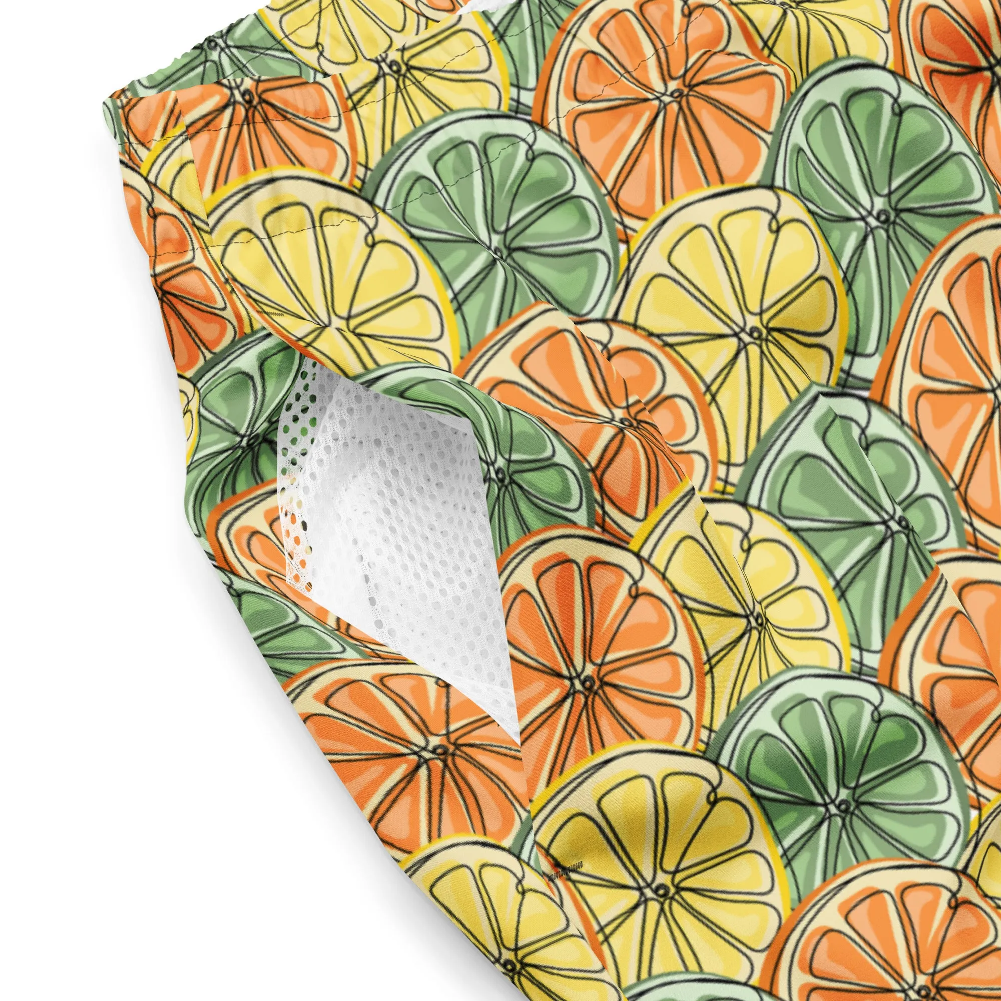 Citrus fruit pattern swim trunks for men’s