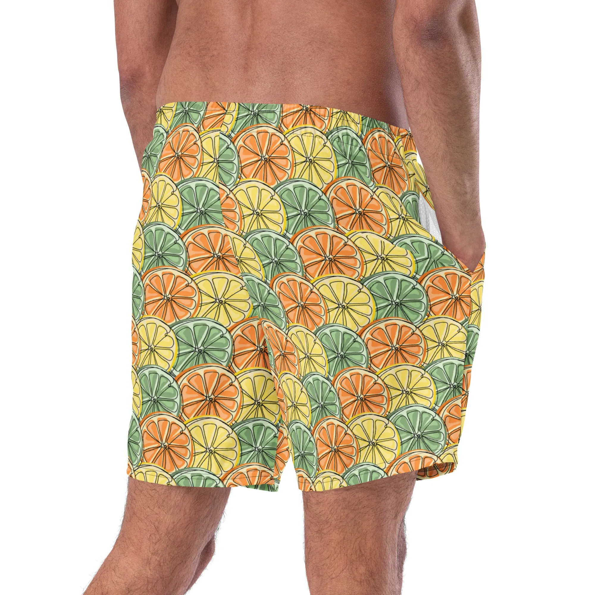 Citrus fruit pattern swim trunks for men’s