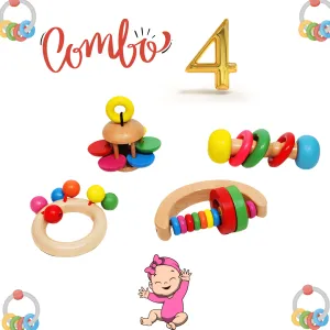 Combo of 4 Rattles for Babies, (Random colour, design will be send)