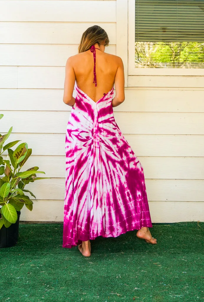 D12- Shibori Hand Dyed Goddess Boho Maxi Dress