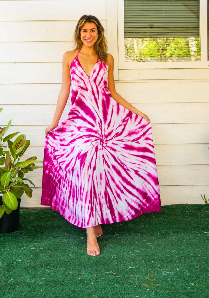 D12- Shibori Hand Dyed Goddess Boho Maxi Dress