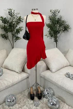 Effie Asymmetrical Dress (Red)