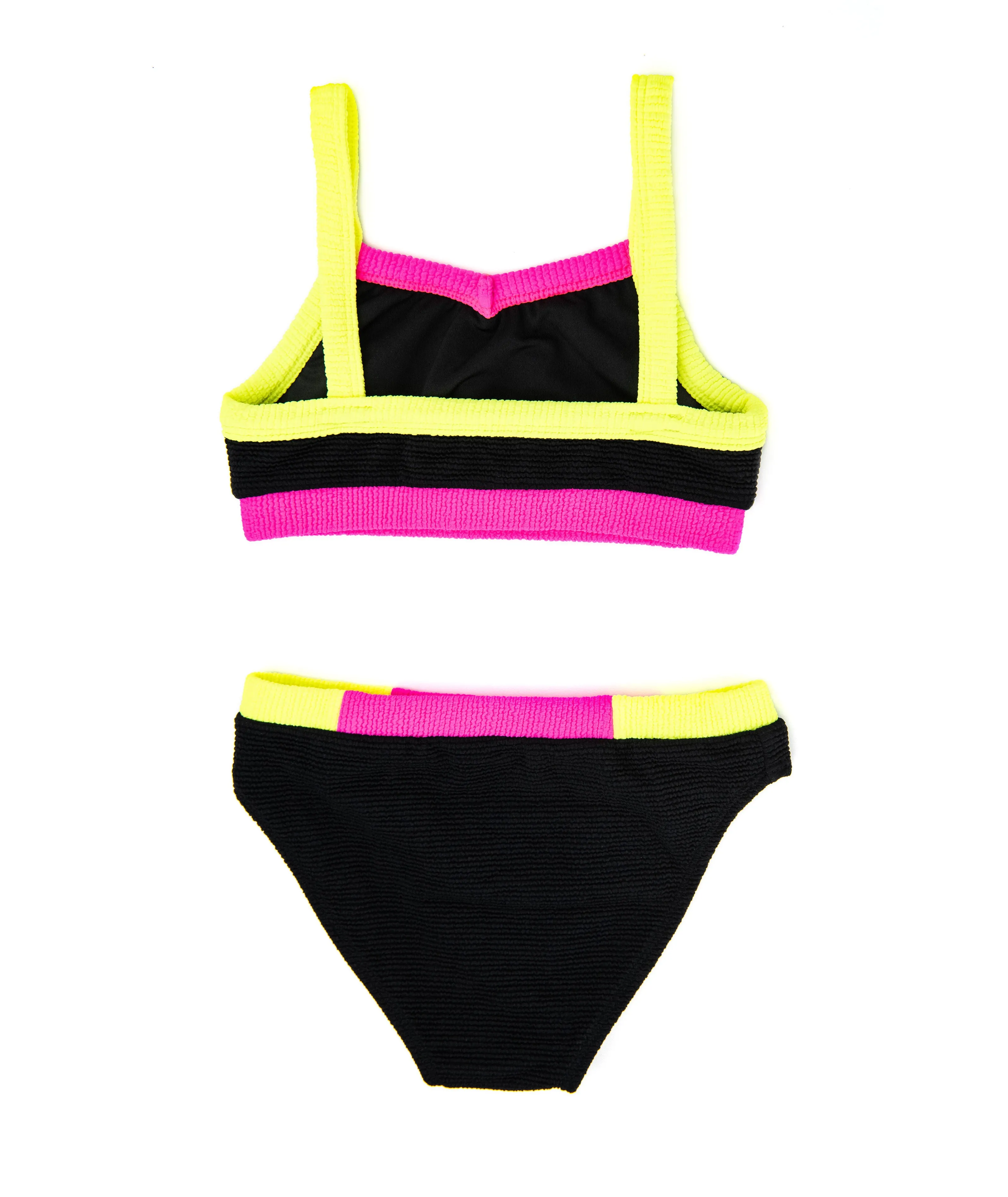 FBZ Girls Black Color Block Ribbed Bikini