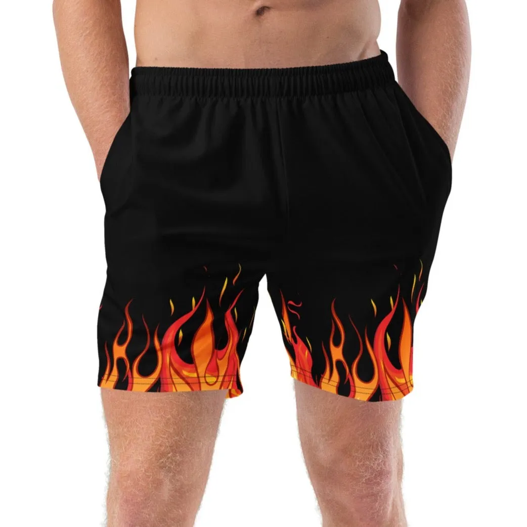 Fire flame swim trunk for men's