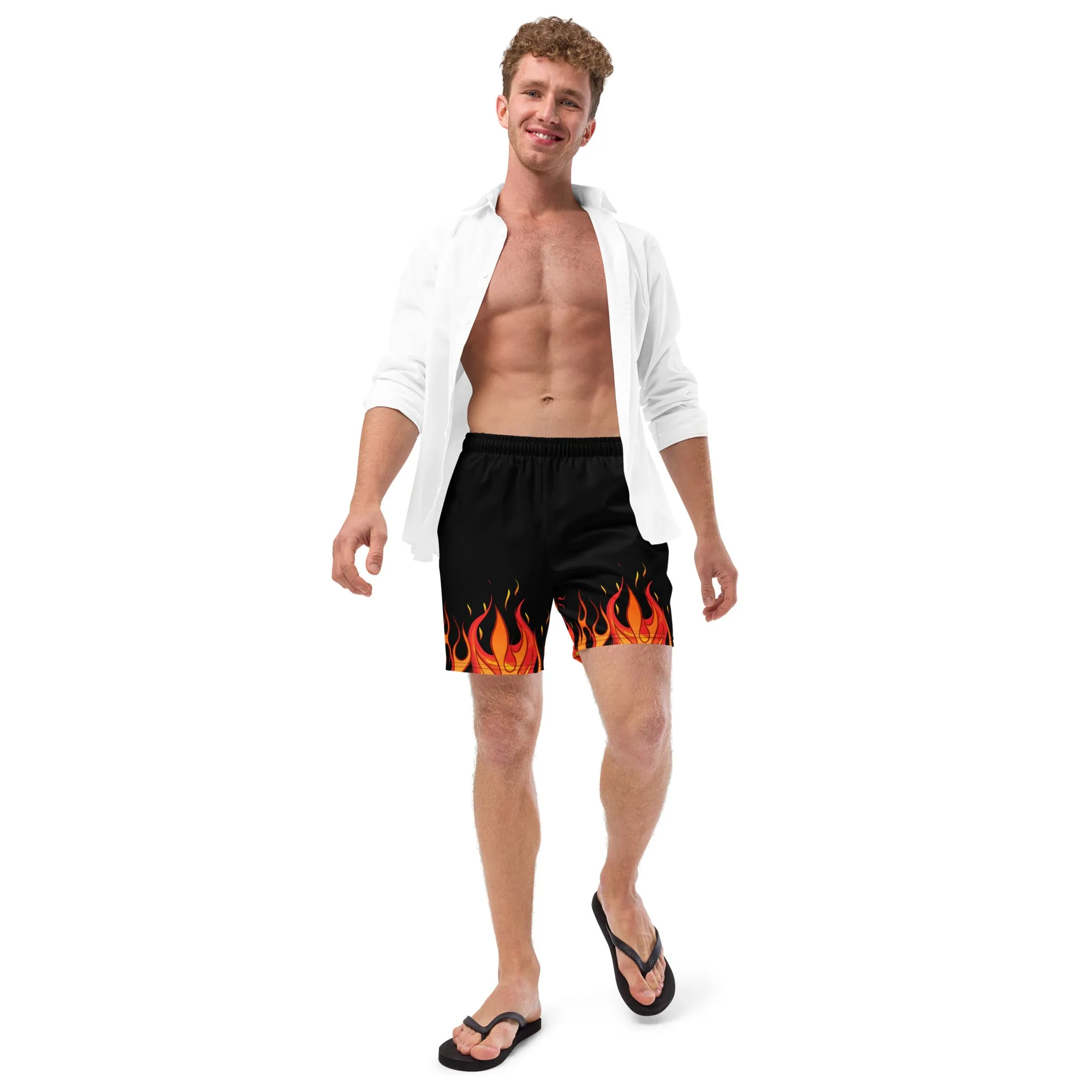 Fire flame swim trunk for men's