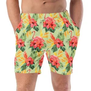 Floral green swim trunks for men's