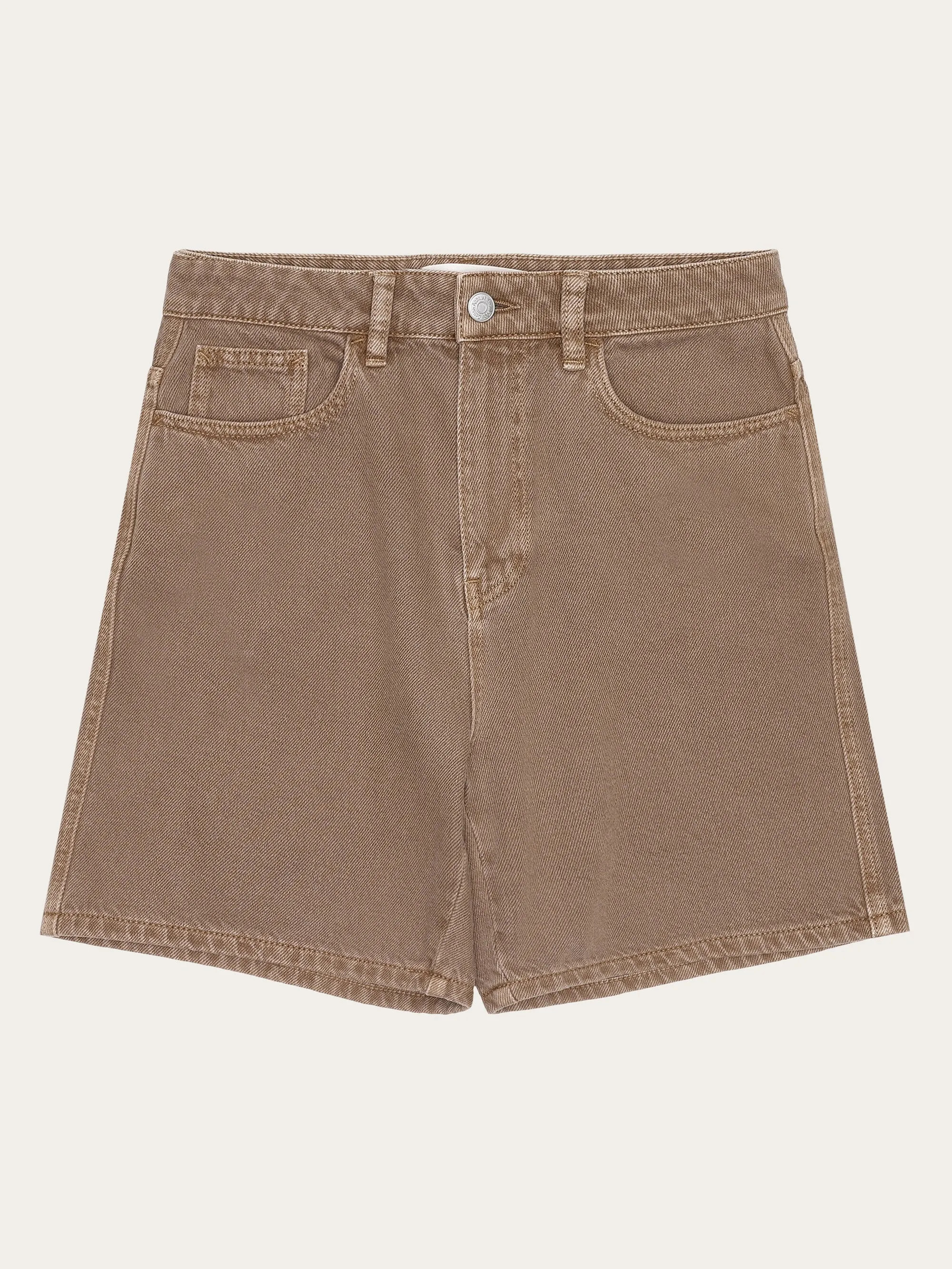 GALE straight mid-rise raw twill 5-pocket shorts - GOTS/Vegan - Tiramisu