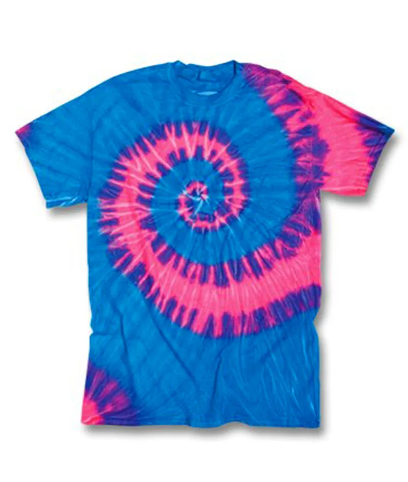 gildan tie-dye adult tides/waves tee - neon berry (l)