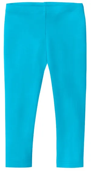 Girls Soft 100% Cotton Capri Leggings | Turquoise