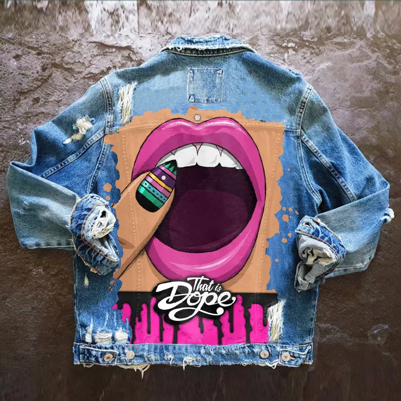 Graffiti print denim jacket