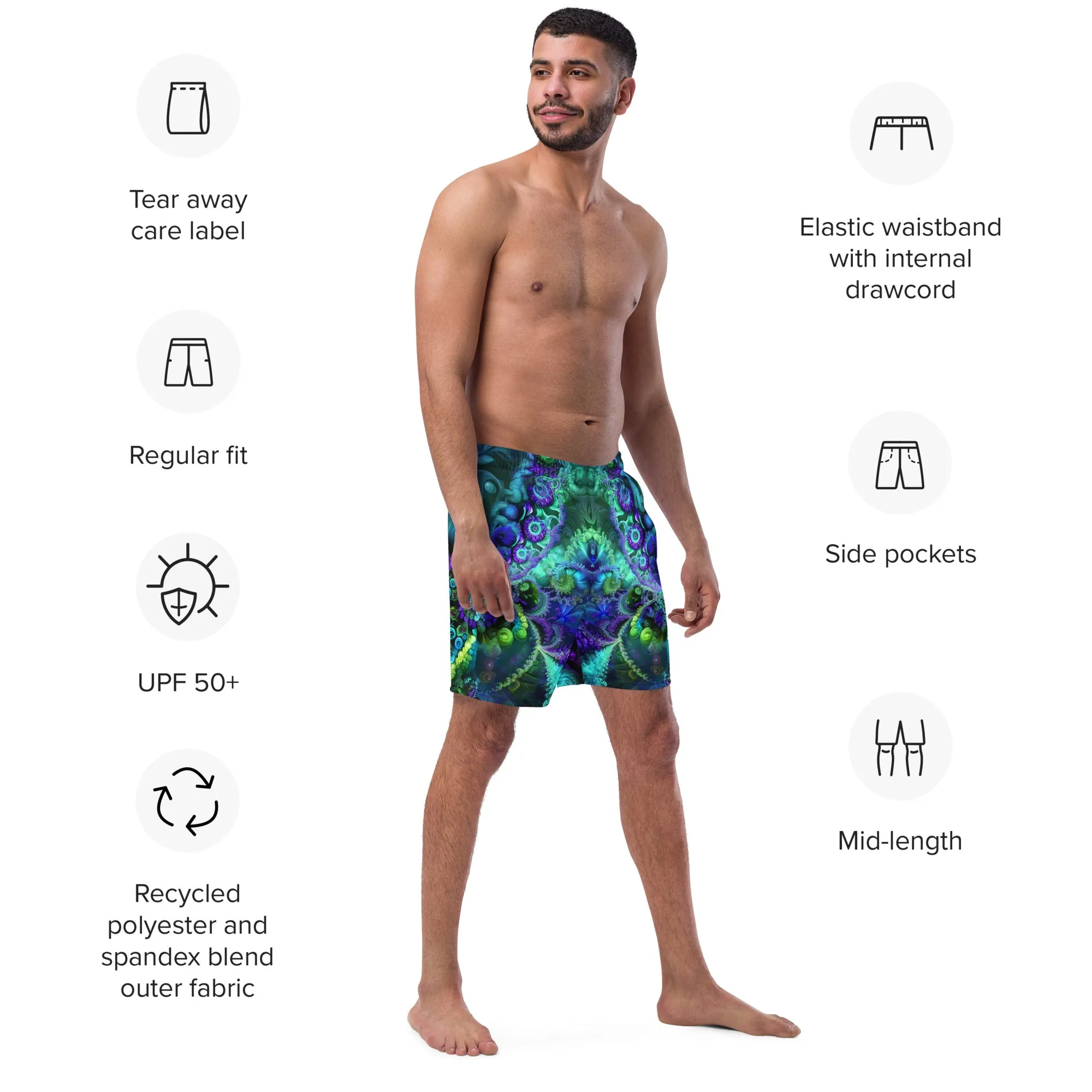 Green Fractal Men's swim trunks