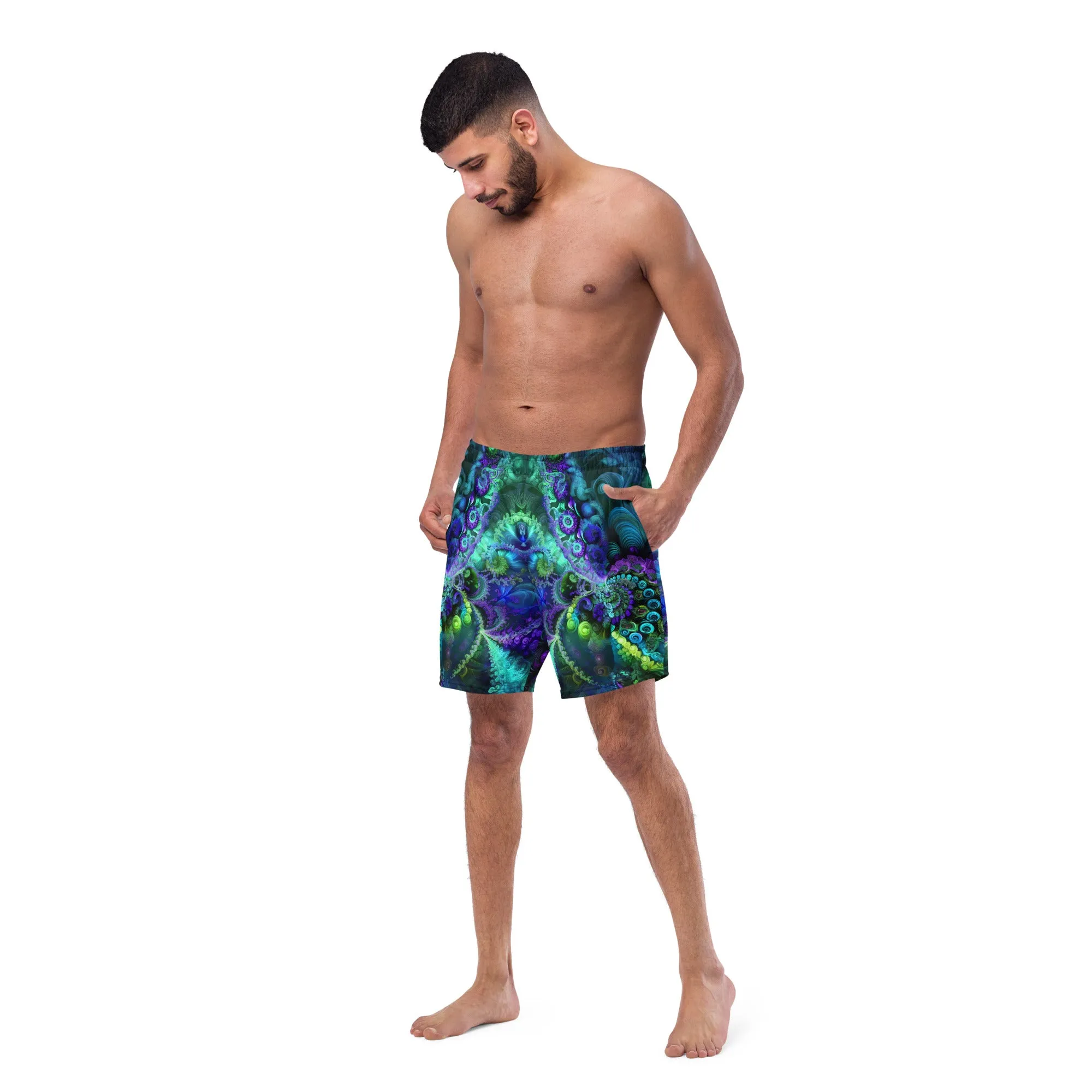 Green Fractal Men's swim trunks