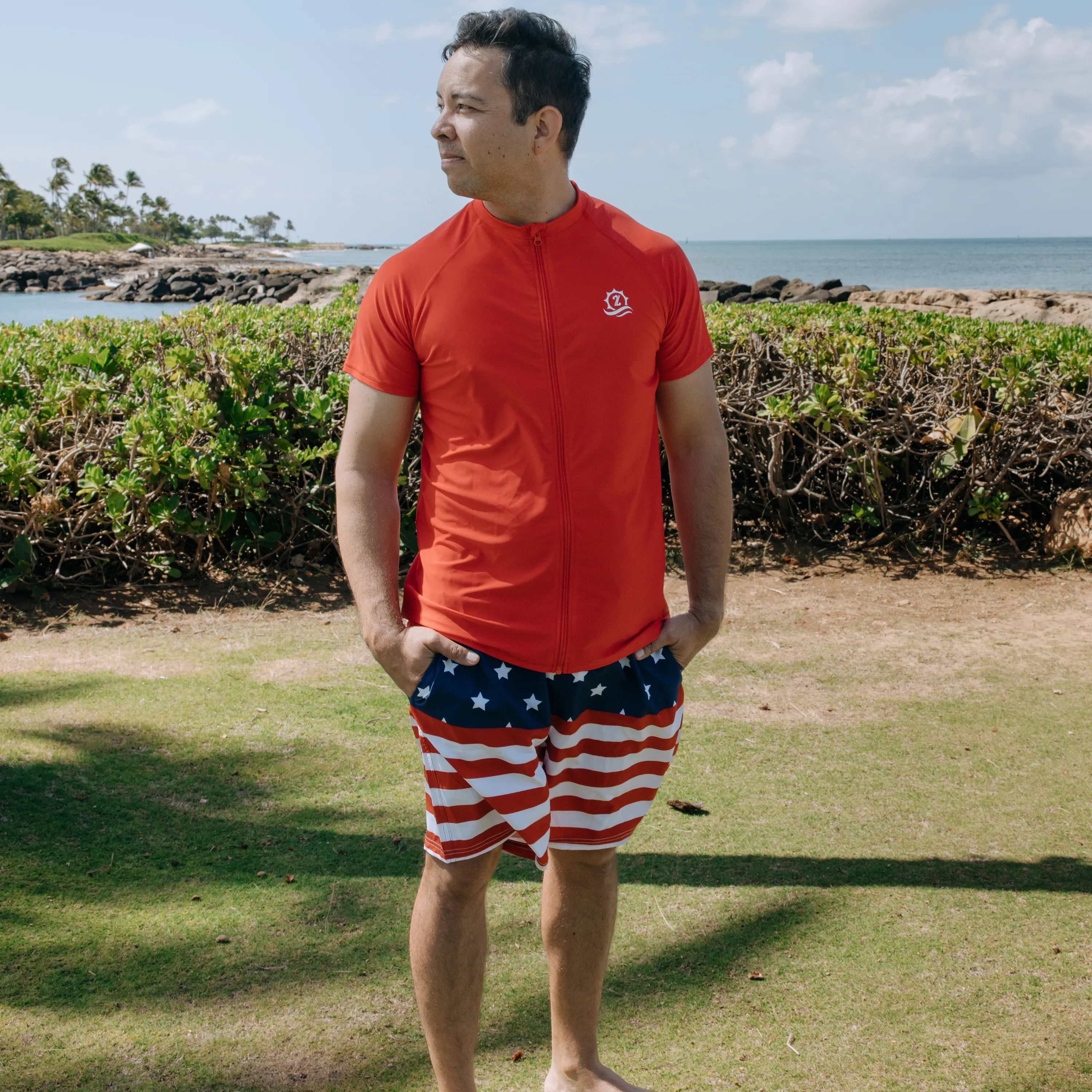 Men's 8" Swim Trunks Boxer Brief Liner | "Americana"