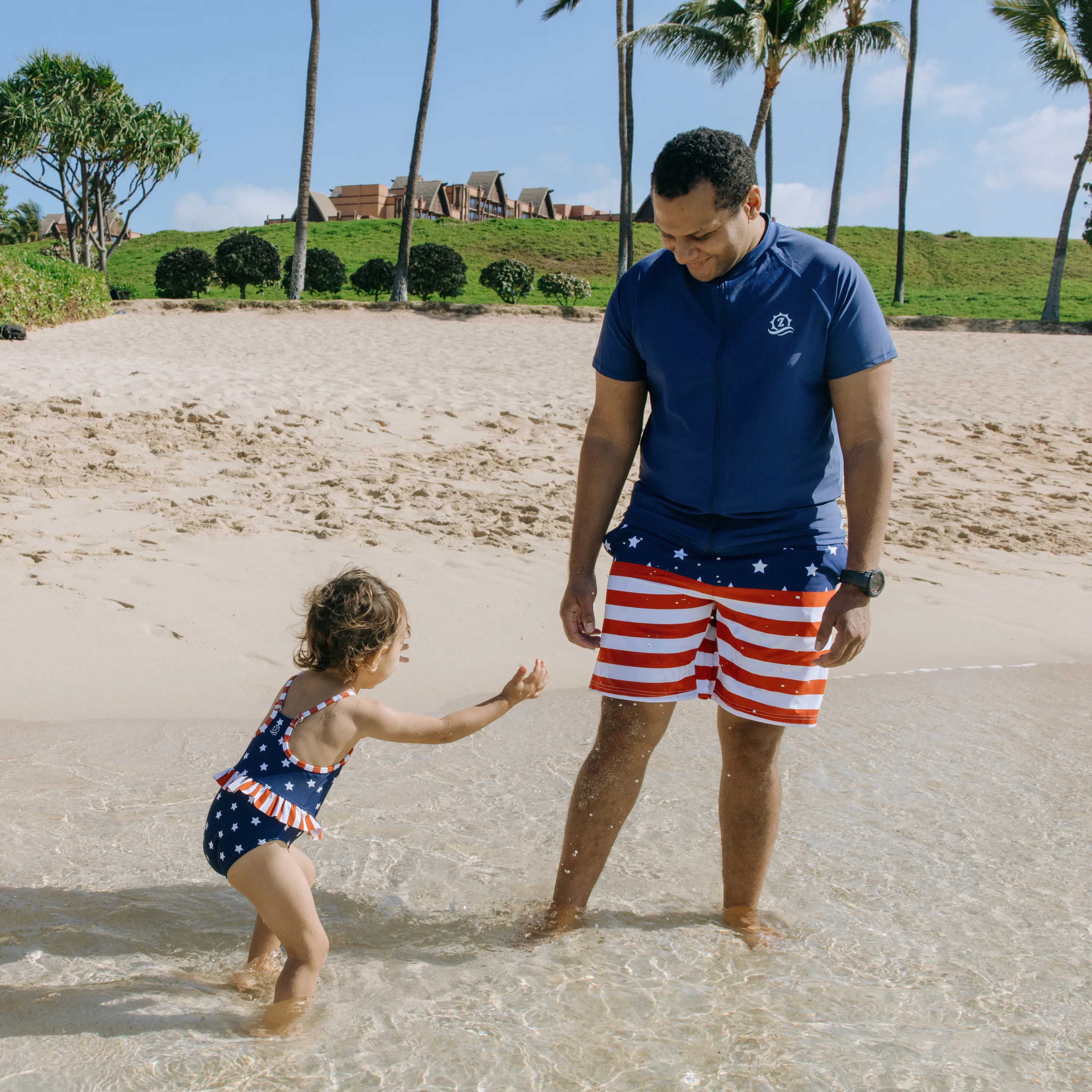 Men's 8" Swim Trunks Boxer Brief Liner | "Americana"