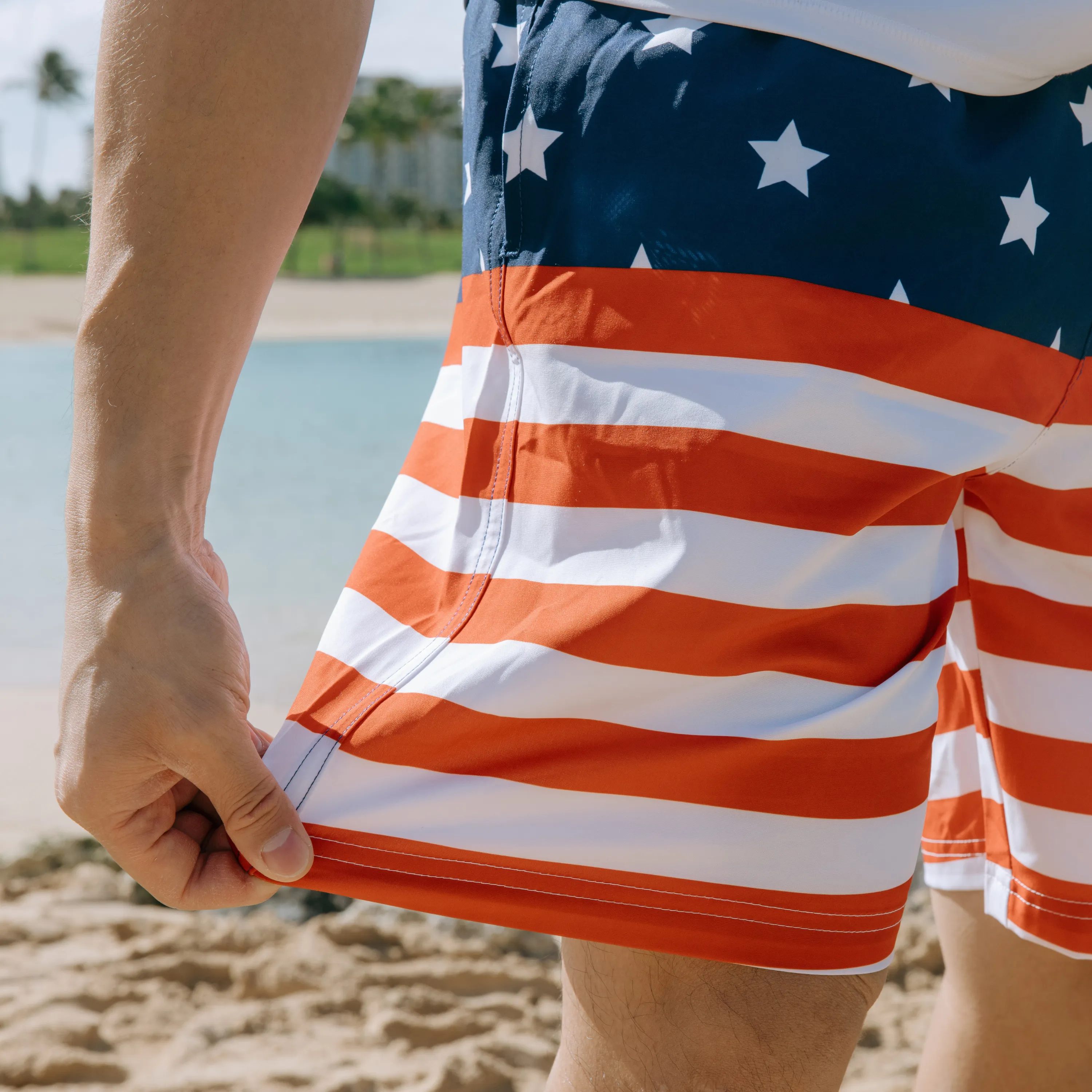 Men's 8" Swim Trunks Boxer Brief Liner | "Americana"