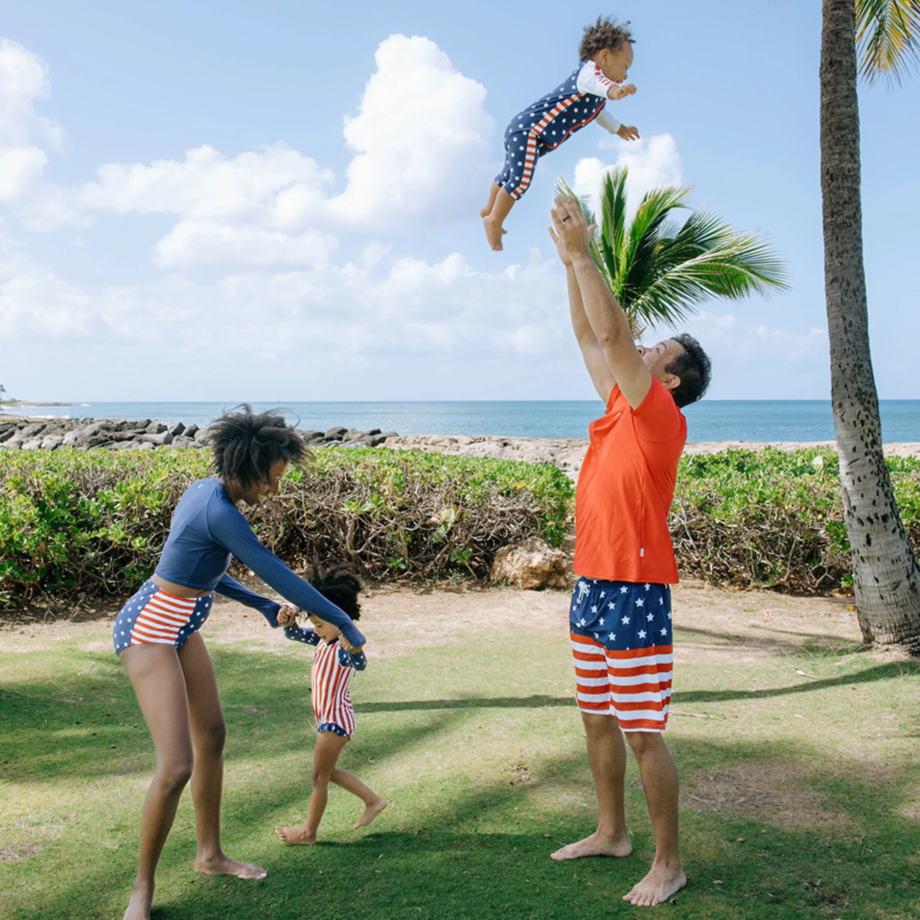 Men's 8" Swim Trunks Boxer Brief Liner | "Americana"