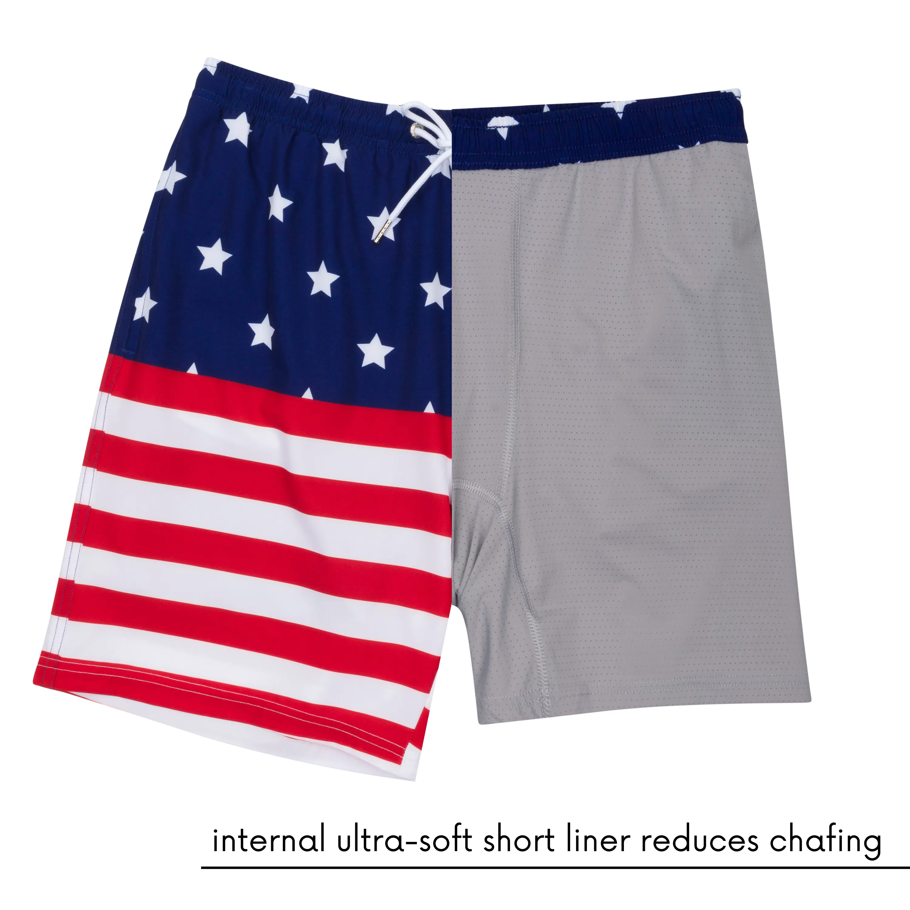 Men's 8" Swim Trunks Boxer Brief Liner | "Americana"