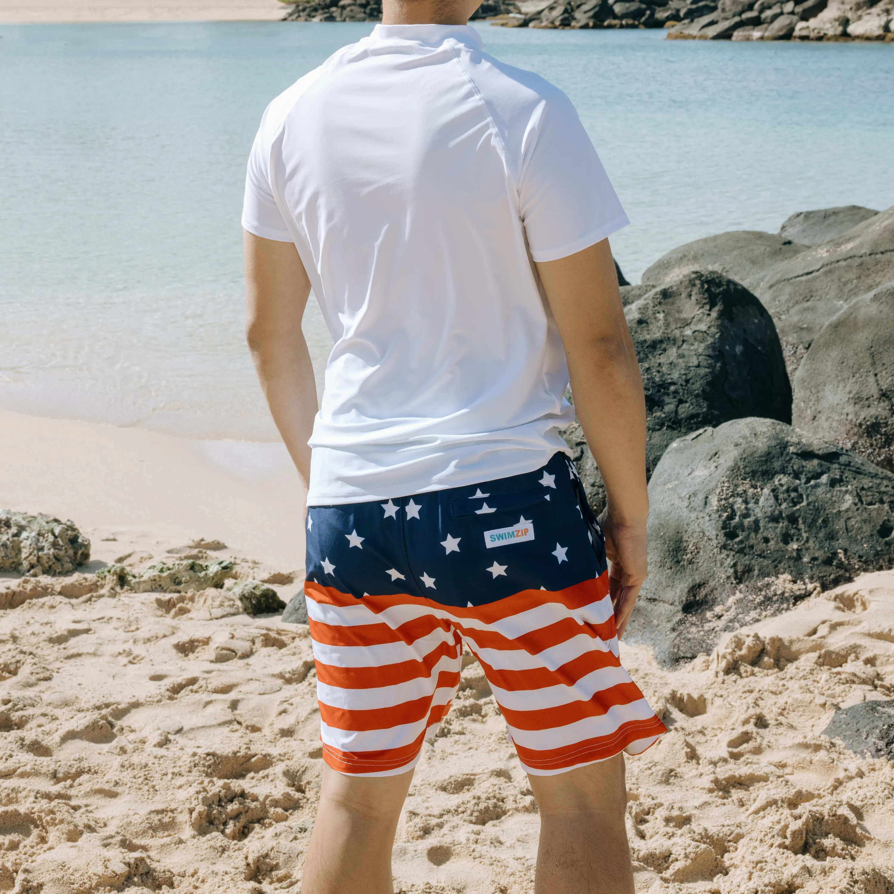 Men's 8" Swim Trunks Boxer Brief Liner | "Americana"