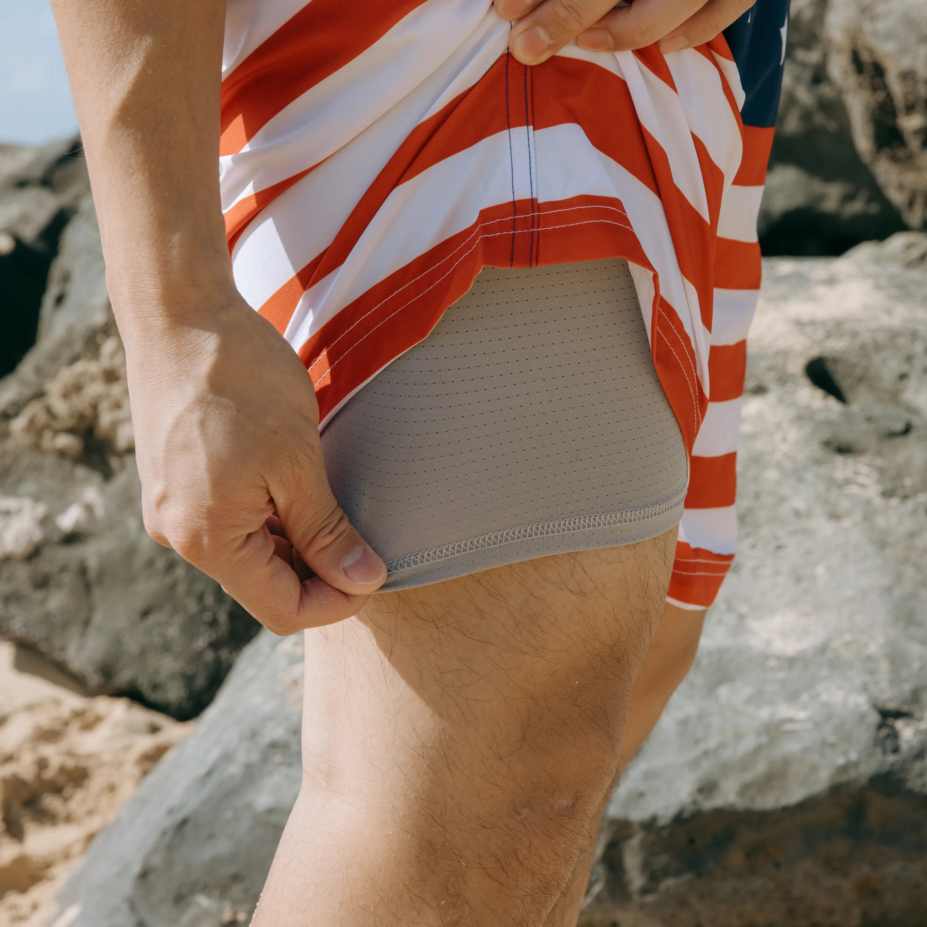 Men's 8" Swim Trunks Boxer Brief Liner | "Americana"