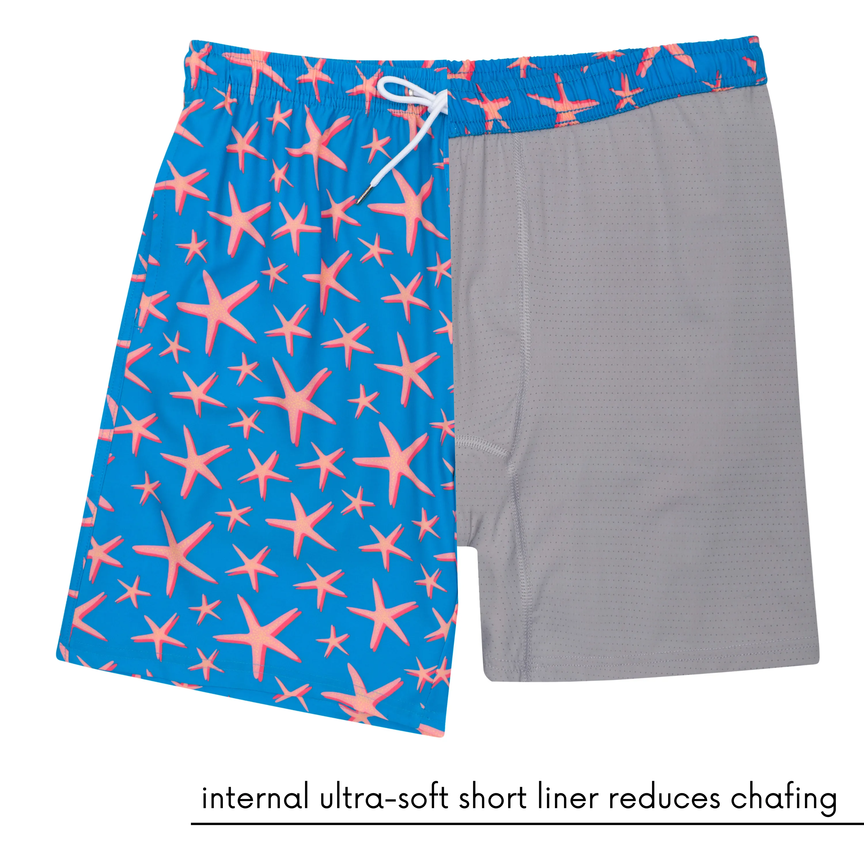 Men's 8" Swim Trunks Boxer Brief Liner | "Starfish"