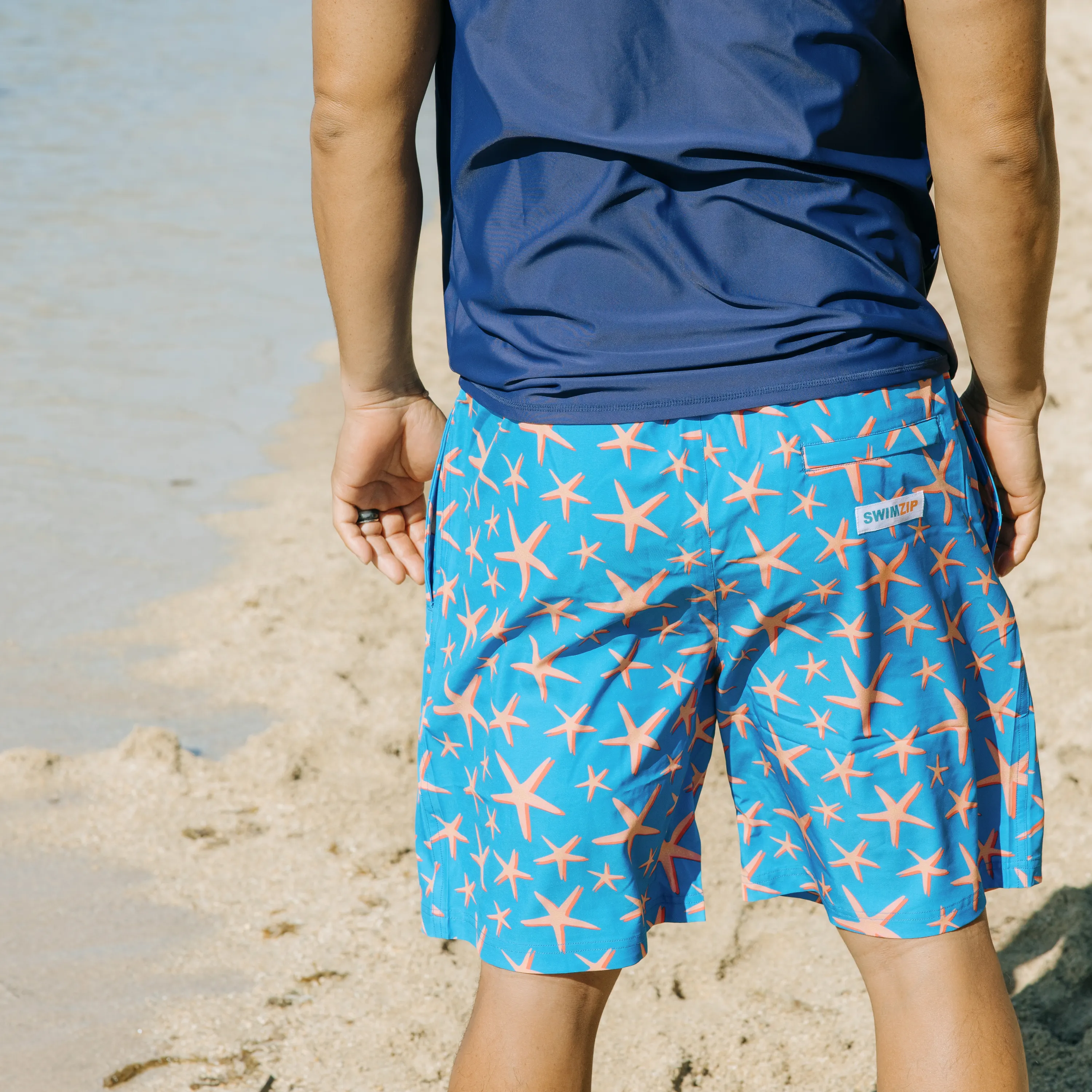 Men's 8" Swim Trunks Boxer Brief Liner | "Starfish"