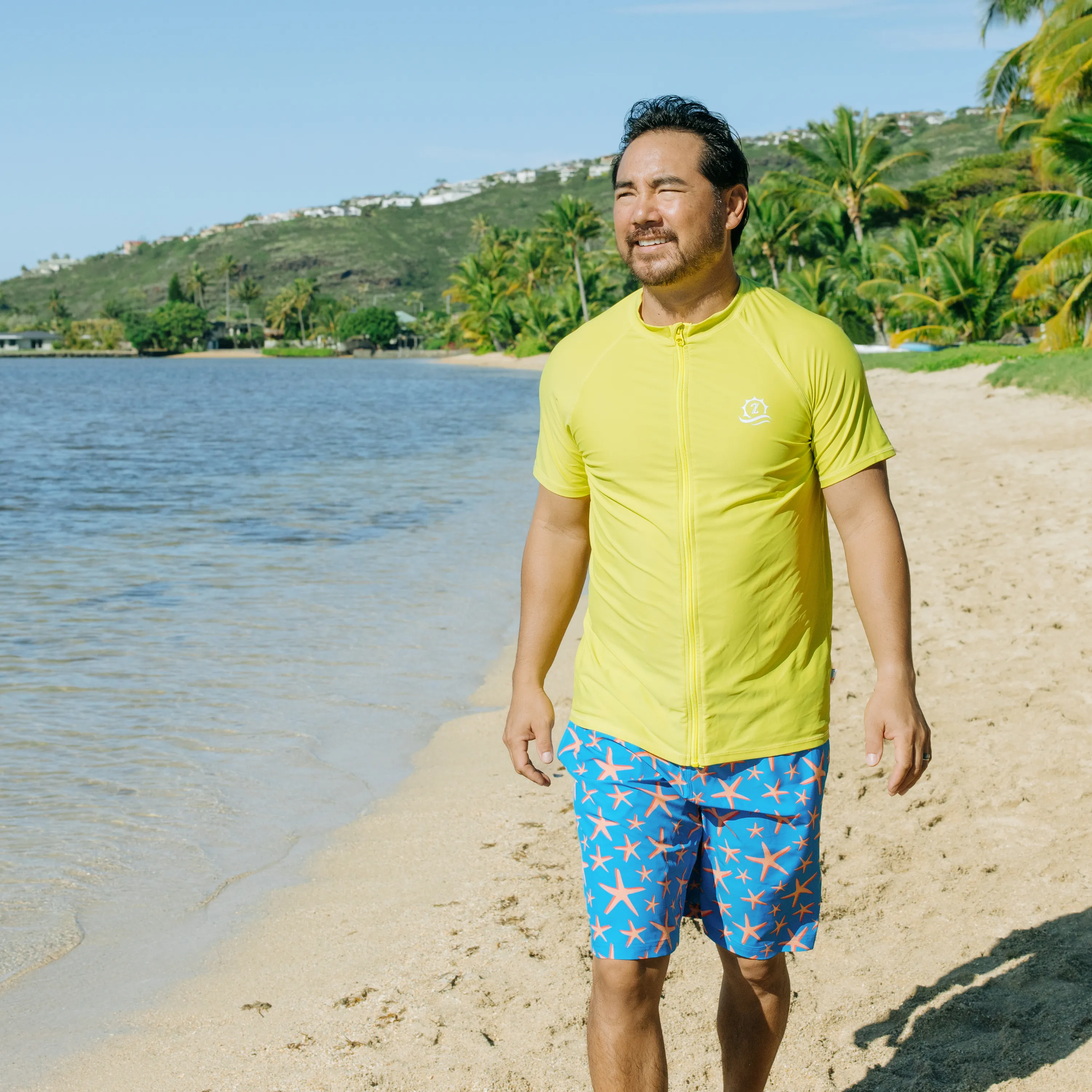 Men's 8" Swim Trunks Boxer Brief Liner | "Starfish"