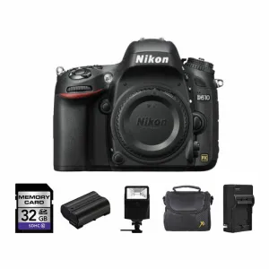 Nikon D610 Digital SLR Camera (Body)   2 Batteries, 32GB, Flash & More