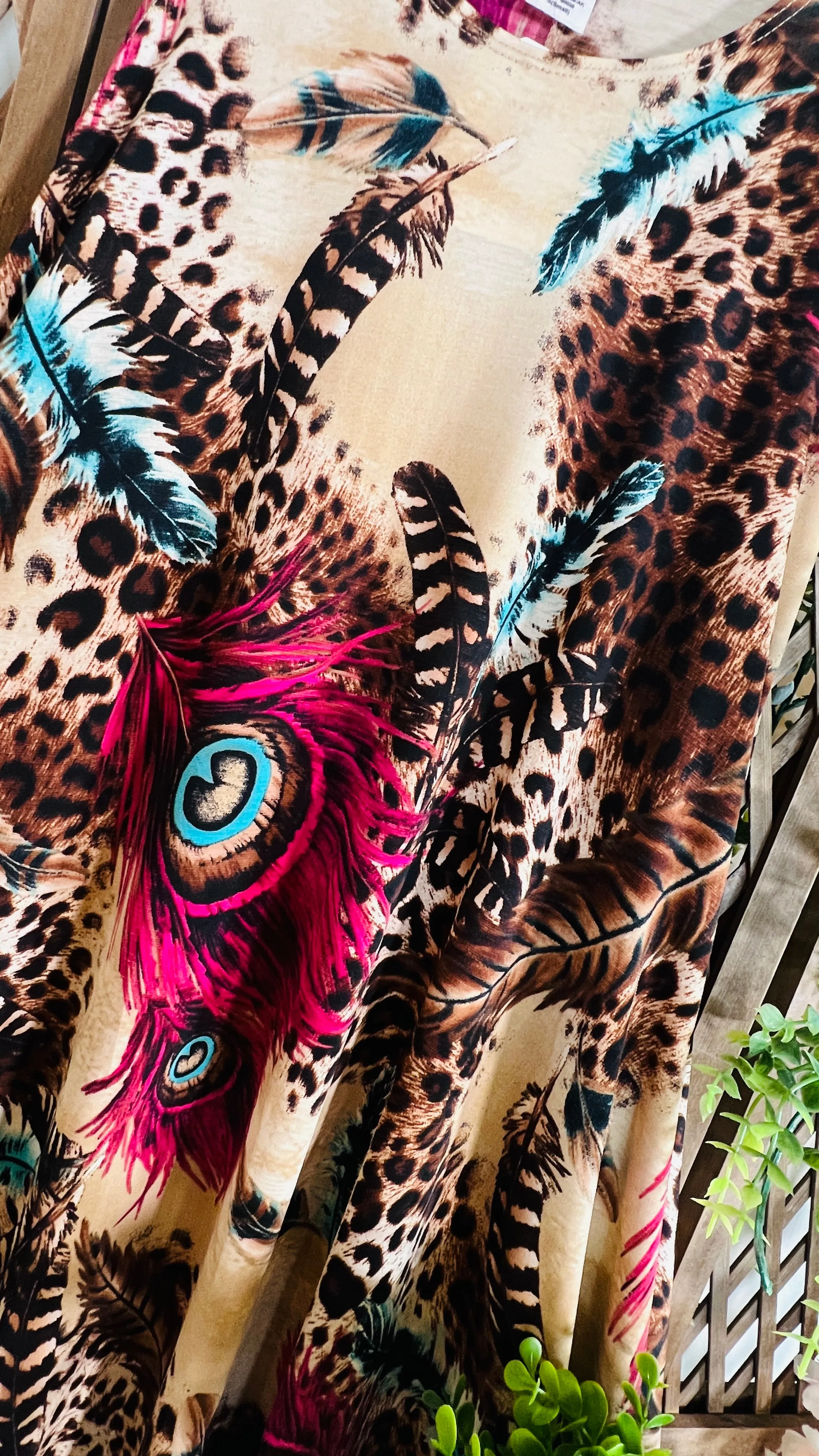 Peacock Feathers/Animal Print Dress