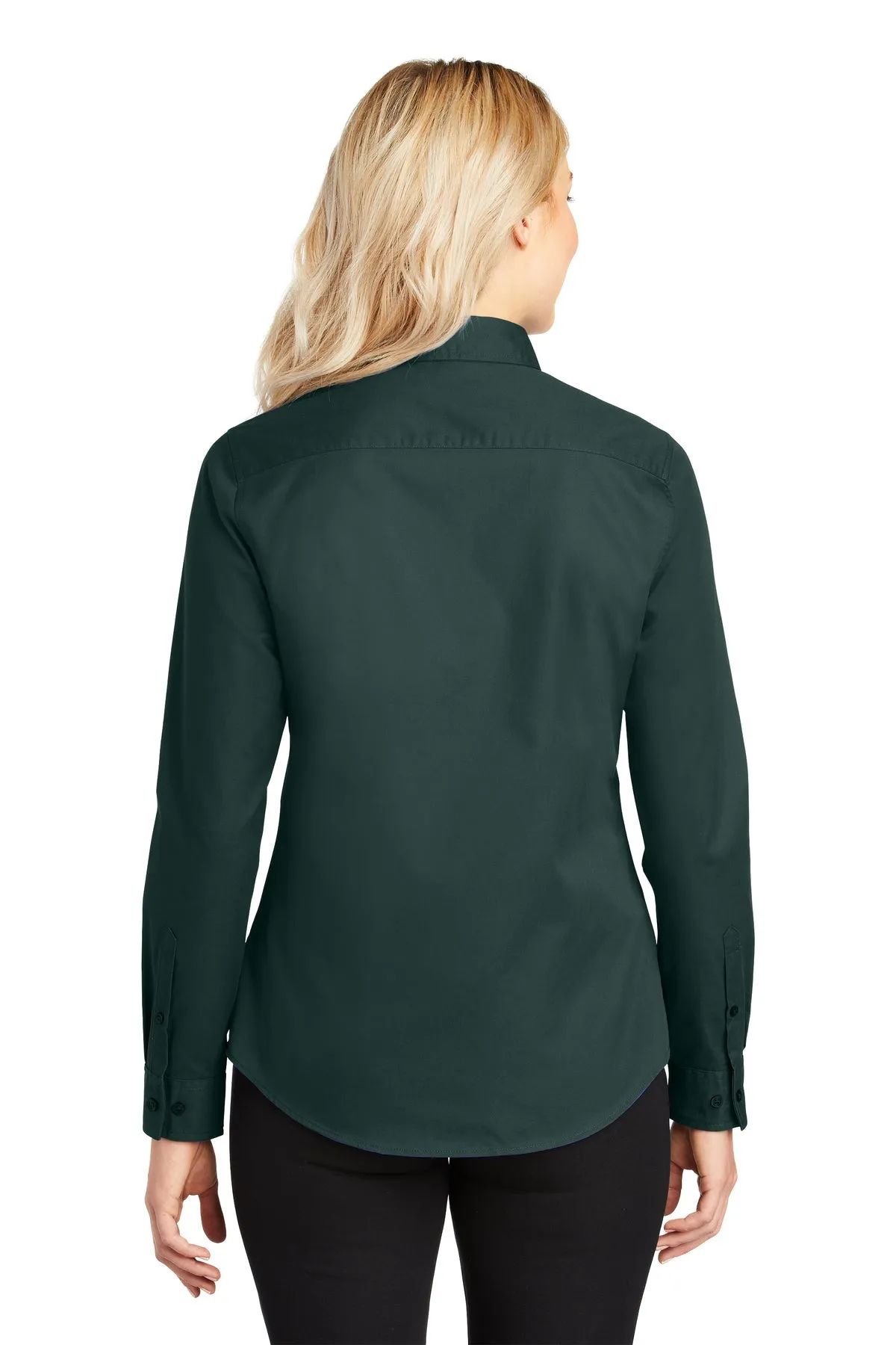 Port Authority Ladies Branded Easy Care Shirts, Dark Green/Navy