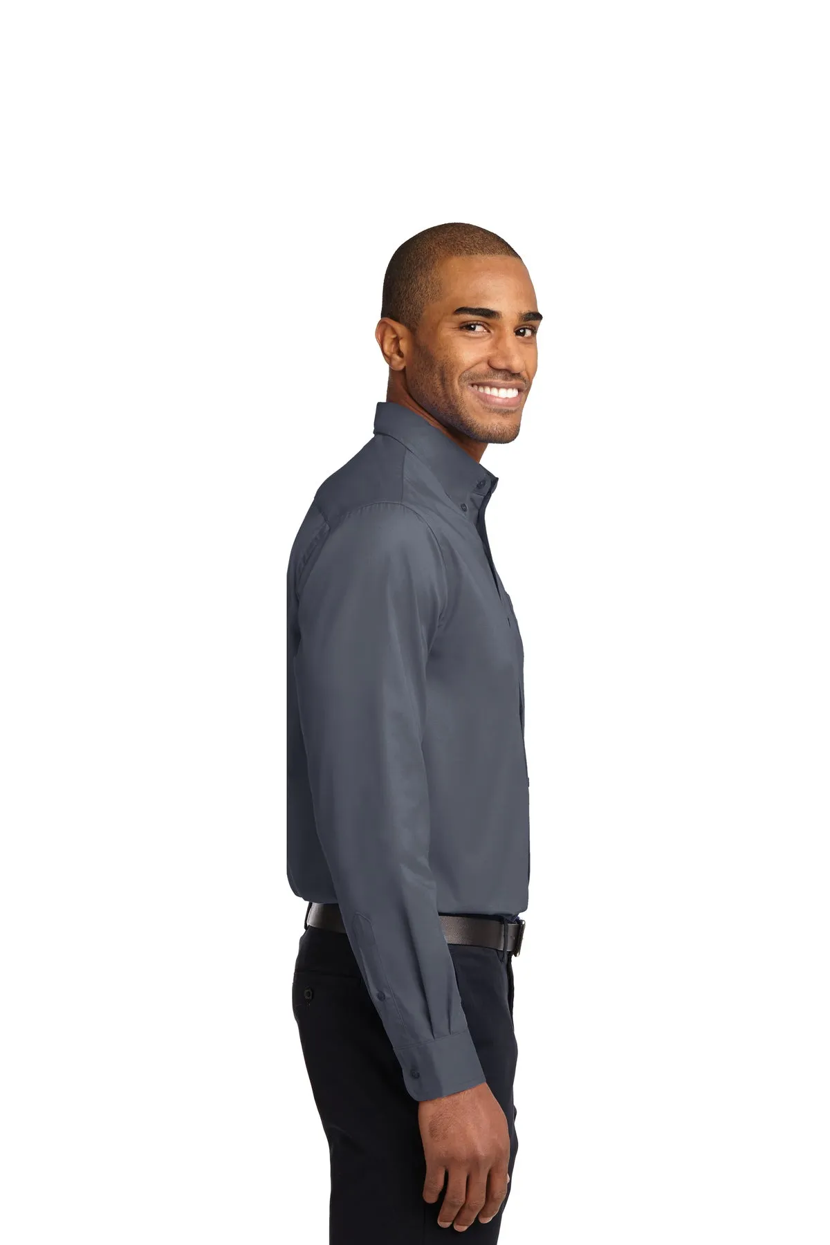 Port Authority Tall Custom Easy Care Shirts, Steel Grey/ Light Stone