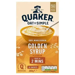 Quaker Oat So Simple Golden Syrup Porridge Sachets 10x36g (Case of 9)