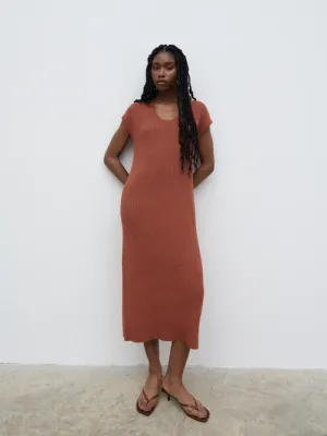 Rose Knit Midaxi Dress - Rosewood