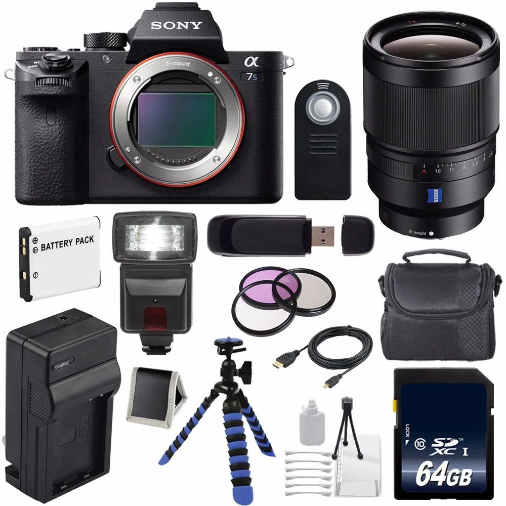 Sony Alpha a7S II a7S Mark II a7SII ILCE7SM2/B Mirrorless Digital Camera (International Model)   Sony Distagon T FE 35mm Lens Complete Bundle