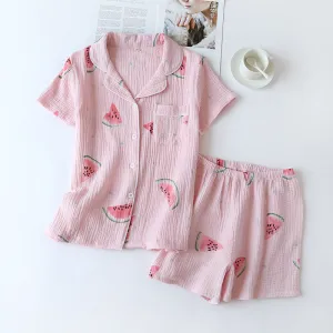 Summer Cotton Crepe Pajamas Short