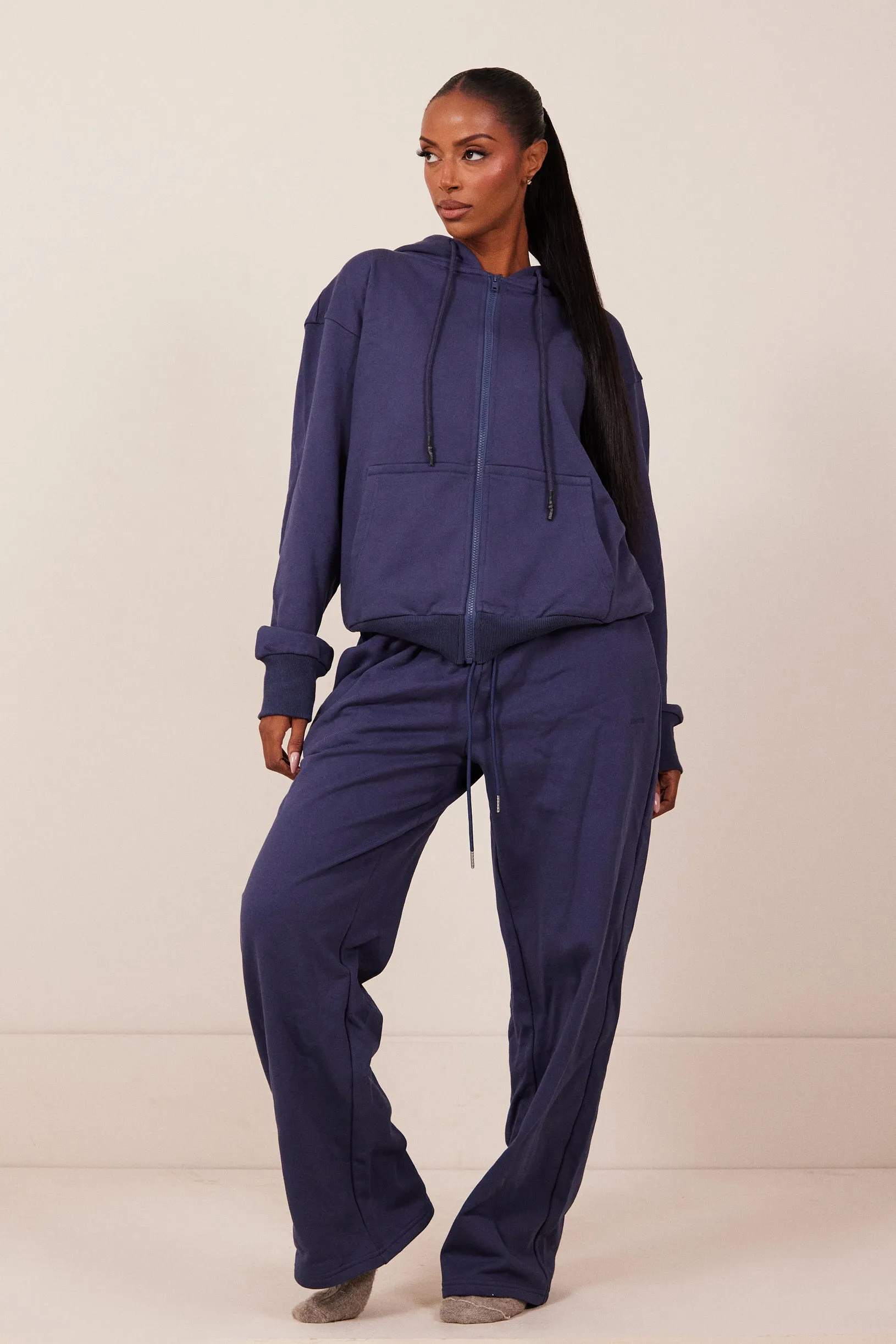 The Wide Leg Joggers - Navy