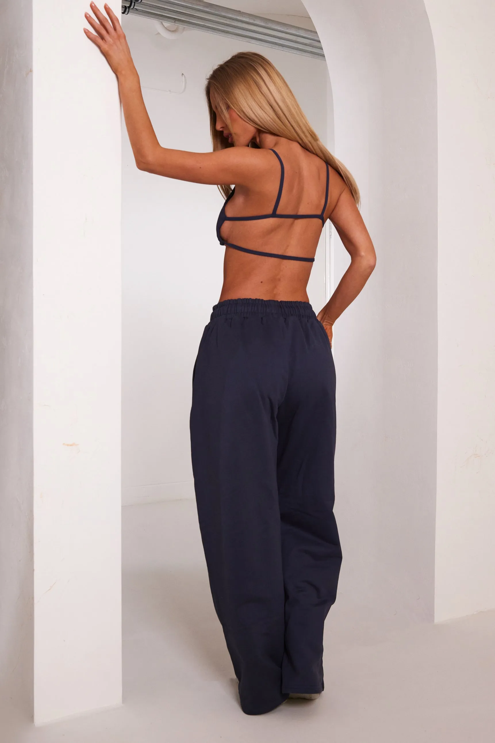 The Wide Leg Joggers - Navy